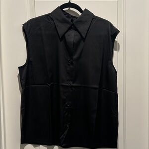 Banana Republic Black Button Down Sleeveless Shirt
